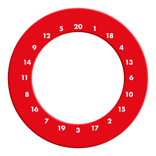 Marco para dardos HD Numbers - Colores personalizados Zu sehen ist ein roter Dartboard Surround ohne Logo. Das Produkt besitzt Zahlen im HD-Design.