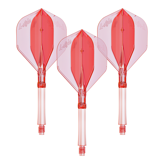 Vuelos L-Style L-System - Rojo transparente Ein Set mit großen klar roten Dart-Flights aus dem L-System. Praktisch für Dartspieler, die ihre Ausrüstung verbessern möchten.