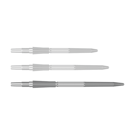 Auf dem Bild sind SwissPoint Dartspitzen in Silber mit einer Länge von 42 mm zu sehen. Dieses Produkt ist für Dartpfeile gedacht.