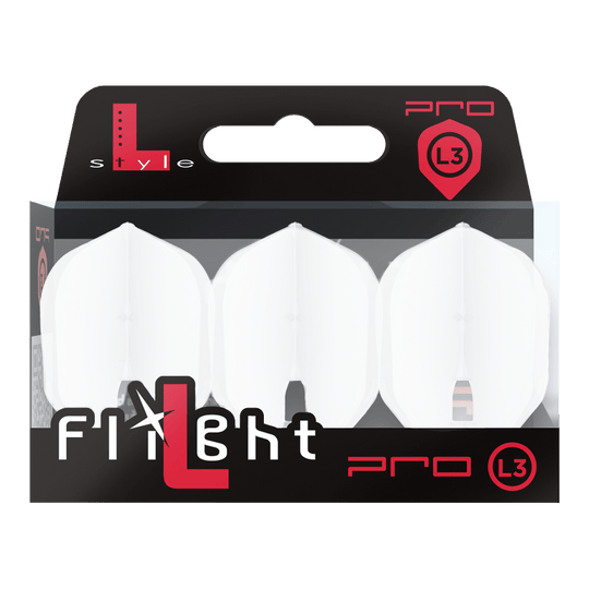Vuelos con forma L-Style Champagne L3PRO Das Bild zeigt ein Produkt mit dem Namen 'L-Style Champagne L3PRO Shape Flights White 2'. Es handelt sich vermutlich um einen weißen Dart-Flug in spezieller Form.