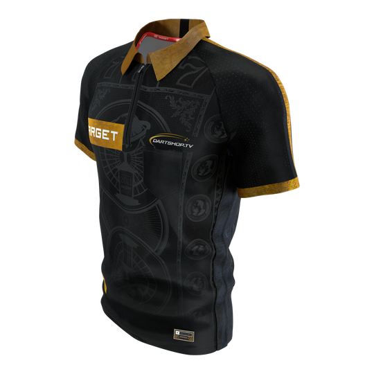 Camiseta de dardos de Adrian Lewis de Target 2026 Das Bild zeigt das Target Adrian Lewis Dartshirt 2026. Das Dartshirt ist ein offizielles Sporttrikot mit markantem Design.