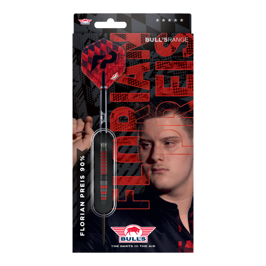 Dardos de acero Bulls NL Florian Price - 23 g Das Produkt Bulls NL Florian Preis Steeldarts - 23g wird gezeigt. Die Steeldarts sind aus einer anderen Perspektive dargestellt.