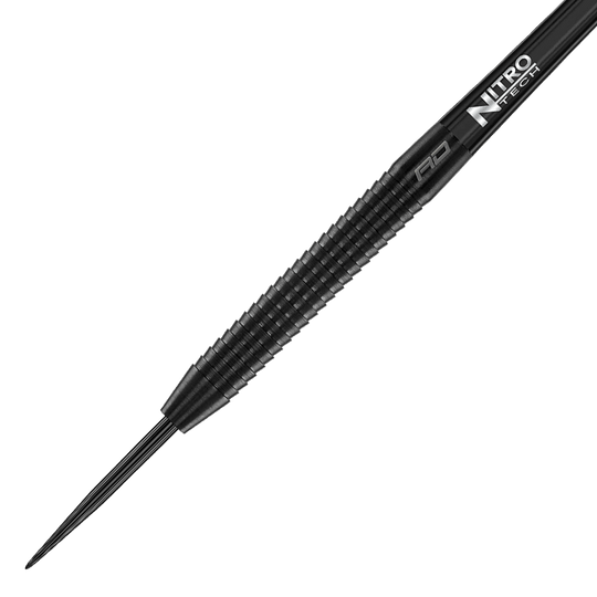 Dardos de acero negros Red Dragon Razor Edge Das Bild zeigt einen Red Dragon Razor Edge Black Steeldart. Der Dart ist schwarz und hat eine gerillte Griffzone für besseren Halt.
