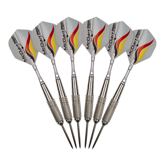Paquete de inicio McDart Dardo de acero Das Bild zeigt ein McDart Starterpack. Es eignet sich hervorragend für Einsteiger im Dartsport.