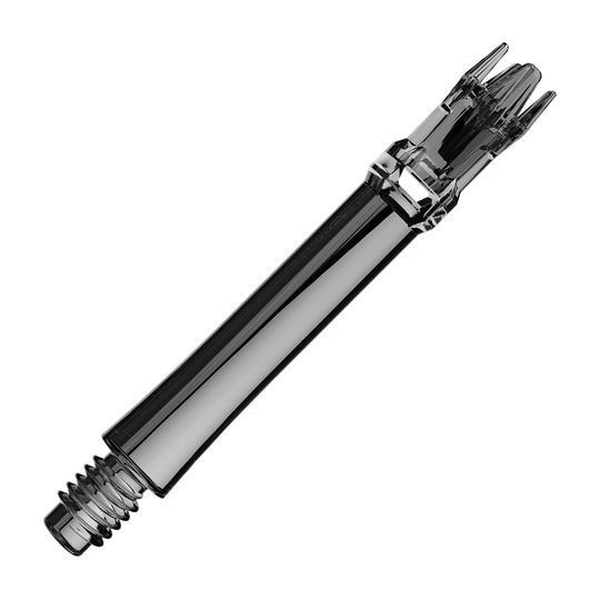 Ejes de repuesto L-Style L-System - Negro transparente Hier ist eine Ersatzshaft in transparentem Schwarz abgebildet. Die Shaft ist von der Seite zu sehen.