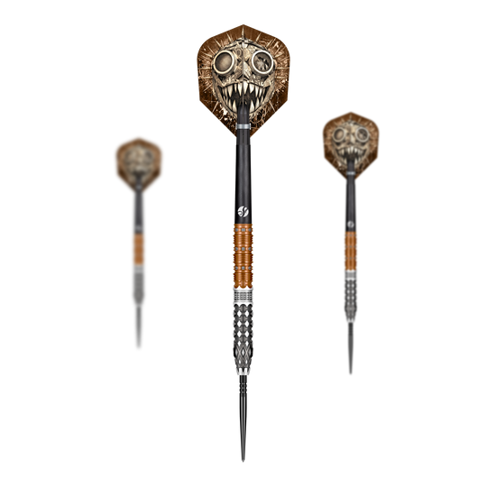 Dardos de acero Shot Gnarly Gnasha Turbo Point - 23 g Das Bild zeigt ein Set der Shot Gnarly Gnasha Turbo Point Steeldarts mit 23g. Die Steeldarts sind für ambitionierte Spieler geeignet.
