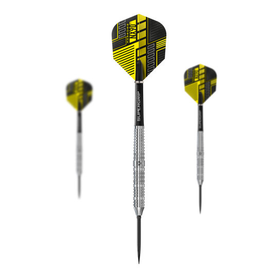 Dardos de acero de punta rápida paralela Harrows NX90 Gezeigt wird ein Set der Harrows NX90 Parallel Quick Point Steeldarts. Das Set eignet sich ideal für Turnier- und Freizeitspieler.