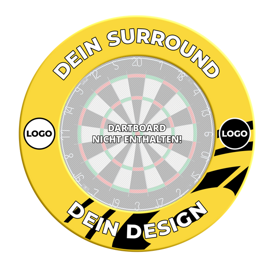 Marco de diana con tu diseño Dieses Bild zeigt das Produkt MSF-Gelb_Dartboard_Surround_Wunschdruck_Gelb_3. Es handelt sich um einen gelben Dartboard-Surround mit individuellem Wunschdruck.
