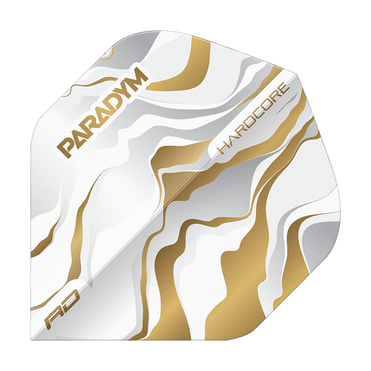 Red Dragon Hardcore Premium Paradym Gold Premium No2 Vuelos estándar Gezeigt wird Red Dragon Hardcore Premium Paradym Gold Premium No2 Standard Flights. Es sind goldfarbene, hochwertige Dart Flights für genaue Würfe.
