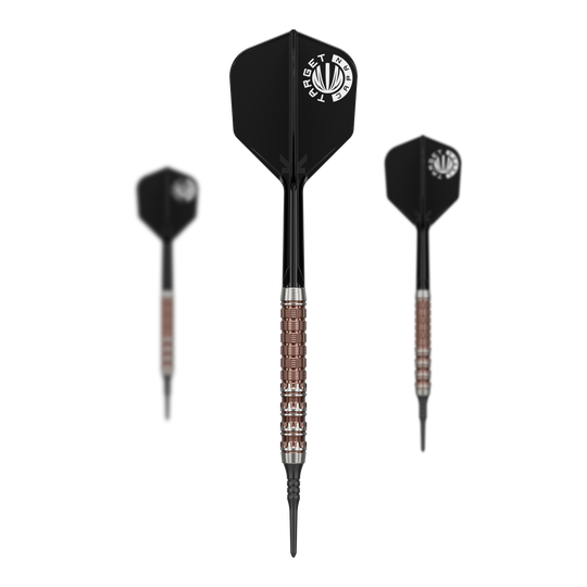 Dardos blandos Target Japan Prime Series George Nishitani Raptor GEN6 - 19,5 g Abgebildet ist das Set der Target Japan Prime Series George Nishitani Raptor GEN6 Softdarts mit 21,5g Gewicht. Das Set wird vollständig und übersichtlich präsentiert.