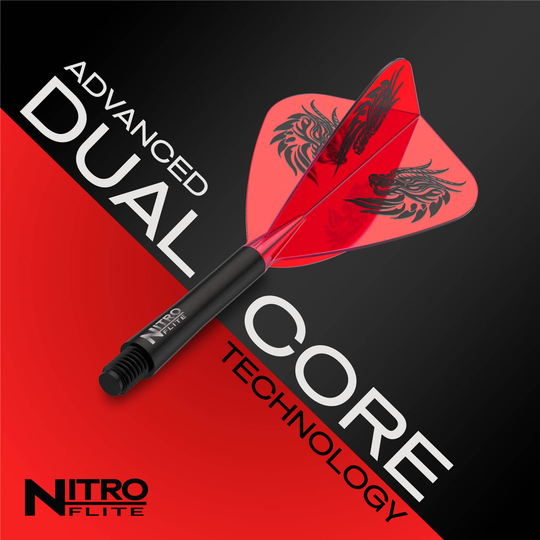 Red Dragon Nitro Flite - Vuelos de cometas de Jonny Clayton Das Bild zeigt einen Red Dragon Nitro Flite - Jonny Clayton Kite Flight. Dieser Flight hat eine eigene Form und ist mit einem speziellen Muster gestaltet.