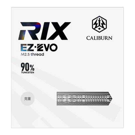 Dardos de acero Caliburn Rix EZ-EVO R2 Das Bild zeigt die Caliburn Rix EZ-EVO R2 Steeldarts. Die Darts sind aus einer anderen Perspektive abgebildet.