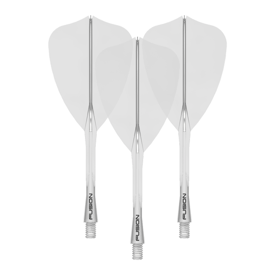 Sistema de eje de vuelo Winmau Fusion Arrow Clear Zu sehen ist ein Dartzubehör, wahrscheinlich ein Flight Shaft. Der Dateiname gibt an: 'Winmau Fusion Flight Shaft System Arrow Clear 34mm 1Set'.