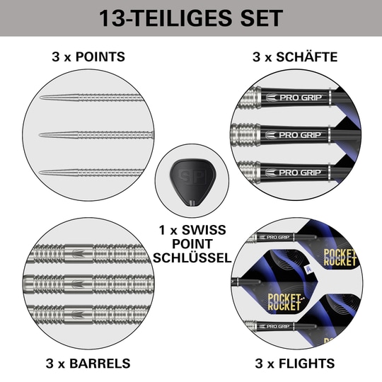 Dardos Steeldarts Justin Hood Swiss Points de Target - 23 g Dardos Steeldarts Justin Hood Swiss Points de Target - 23 g
