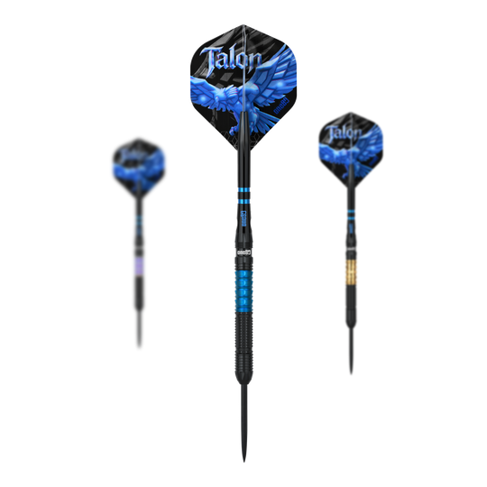 Dardos de acero One80 Talon T1 Abgebildet sind die One80 Talon Steeldarts. Das Set besteht aus hochwertigen Steeldarts zum professionellen Dartspiel.