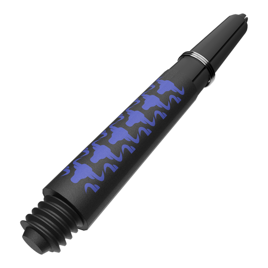 Ejes de carbono Bulls NL Capo - Azul Abgebildet ist ein weiteres Produktfoto von BullsNL Capo Carbon Shafts Blau Short 34mm. Gezeigt wird ein Satz mit kurzen blauen Dartschäften.