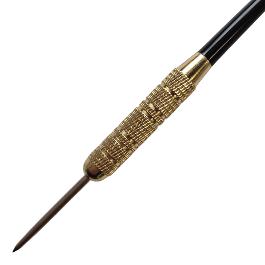 Dardos de acero McDart Golden Star - 12 dardos / 18 gramos Abgebildet sind die McDart Golden Star Steeldarts - 12 Darts mit 18 Gramm. Die Darts sind sauber angeordnet und in edlem Gold gehalten.