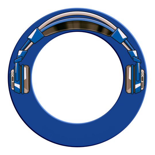 Sonido envolvente de diana estéreo McDart Dartboard Surround von McDart in Blau ist im Bild dargestellt. Das Produkt ist aus einer Werbeperspektive fotografiert.