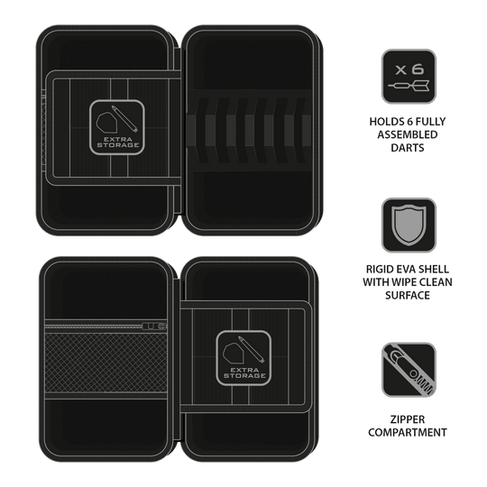Estuche para dardos Harrow's Ryan Searle Player Pro6 Harrows Ryan Searle Player Pro6 Dartcase ist ein professionelles Dartcase für Spieler. Es bietet Platz für mehrere Darts und Zubehör.