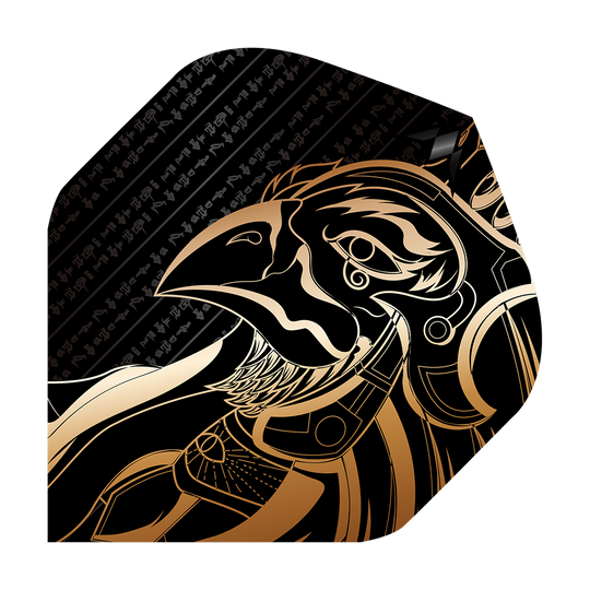 Misión Solo Horus No2 Vuelos Estándar Das Bild zeigt das Produkt "Mission Solo Horus No2 Standard Flights" mit einem gold-schwarzen Design. Darauf ist ein stilisierter Horus-Kopf im ägyptischen Stil abgebildet.