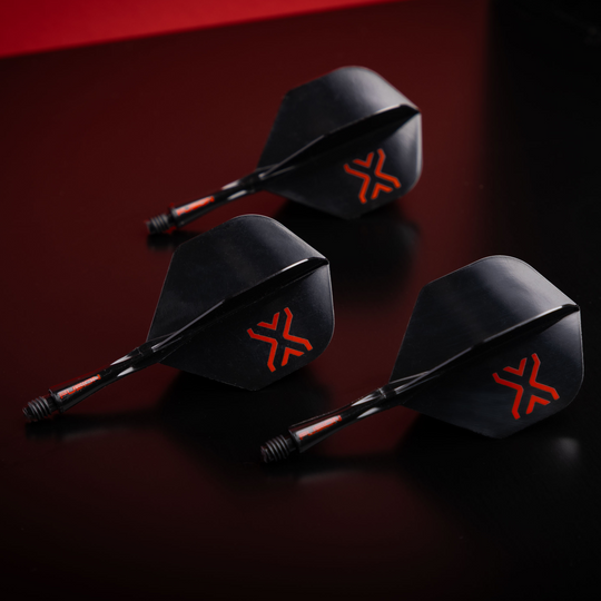 Sistema de eje de vuelo estándar Winmau Fusion Blade X No2 - Negro Das Bild zeigt das Winmau Fusion Blade X No2 Standard Flight-Shaft-System in Schwarz. Es handelt sich um ein Zubehörteil für Dartspiele.