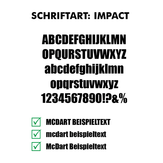 Flightdruck_Schriftart_Impactjj15ZvitquBlz Das Bild zeigt individuell bedruckte Dartflights. Die Aufschrift ist deutlich sichtbar.