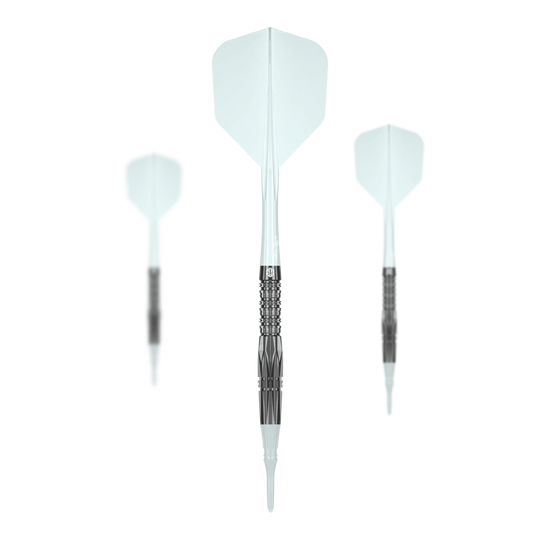 Dardos blandos Caliburn Prisma P1 - 19 g Dargestellt ist das Set des Caliburn Prisma P1 Softdarts mit 19g. Das Produkt wird als komplettes Set für Softdart-Enthusiasten angeboten.