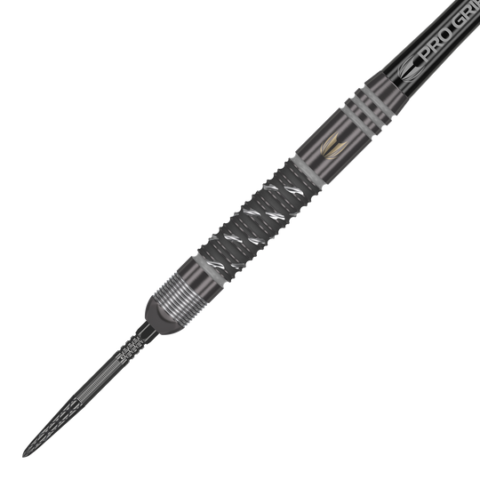 Dardos de acero Target Dimitri Van Den Bergh X Echo Swiss Point Auf dem Bild ist ein Target Dimitri Van Den Bergh X Echo Swiss Point Steeldart zu sehen. Der Dart hat ein modernes, schwarzes Design mit silbernen Akzenten und einer strukturierten Griffzone.