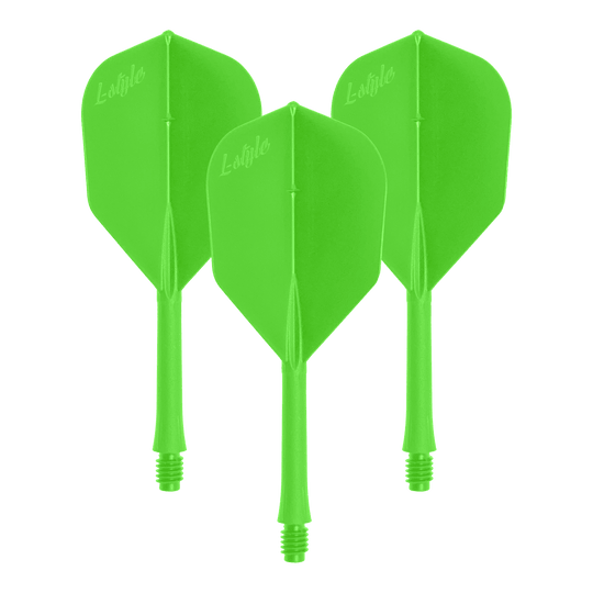 Vuelos en barra estilo L 2BA L3 - 260 Mehrere Dart-Flights liegen nebeneinander und sind in ähnlichen Farben gehalten. Die feinen Linien sind sichtbar.