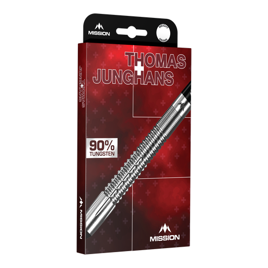 Mission Thomas Junghans Dardos Blandos - 20g Das Bild zeigt die Mission Thomas Junghans Softdarts mit 20 Gramm. Die Darts sind modern gestaltet und liegen auf einer hellen Oberfläche.