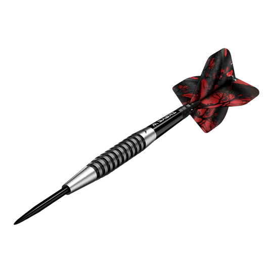 Dardos Mission Kunai de acero PVD negro - 23 g Abgebildet ist der Mission Kunai Black PVD Steeldarts mit einem Gewicht von 23g. Der Dart hat ein elegantes schwarzes Design und eignet sich ideal für Präzisionswurf.