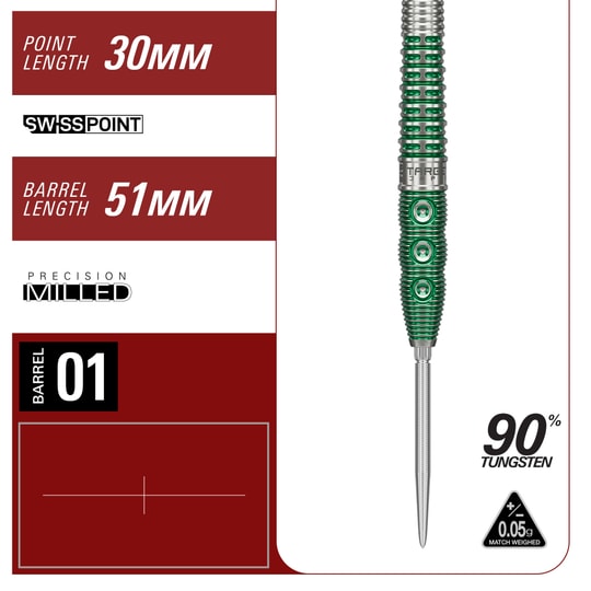Target Japan Prime Series Motomu Sakai Xeno GEN1 Dardos de acero con punta suiza Das Bild zeigt die Target Japan Prime Series Motomu Sakai Xeno GEN1 Swiss Point Steeldarts. Diese Steeldarts sind für ambitionierte Dartspieler konzipiert.