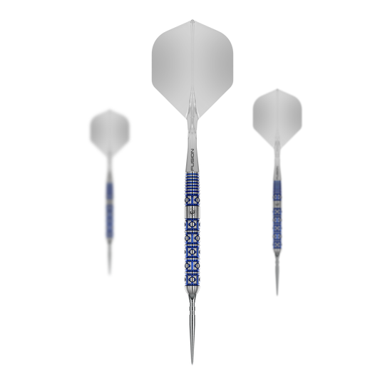 Punta de conmutación paralela Winmau Lunaris Steeldarts Abgebildet ist ein Set der Winmau Lunaris Parallel Switch Point Steeldarts. Mehrere Darts sind zusammen als Set angeordnet.