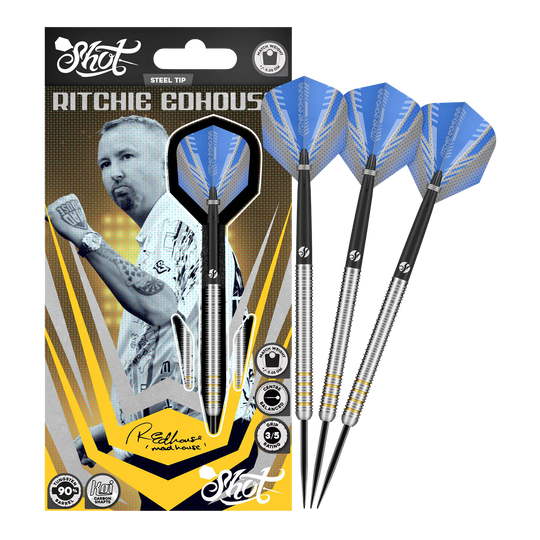 Dardos de acero Core de Ritchie Edhouse Abgebildet sind die Shot Ritchie Edhouse Core Steeldarts in voller Ansicht. Sie überzeugen durch ihr hochwertiges Design.