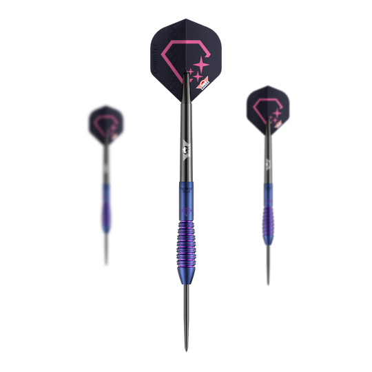 Bulls NL Christel Timmermans Satellite 90 dardos de acero 25g Zu sehen ist ein Set der Bulls NL Christel Timmermans Satellite 90 Steeldarts 25g. Das Set eignet sich perfekt für ambitionierte Spieler.