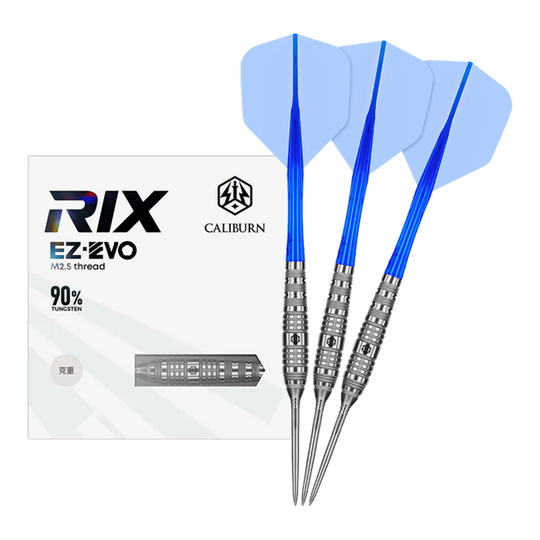 Dardos de acero Caliburn Rix EZ-EVO R3 Dieses Bild zeigt die Caliburn Rix EZ-EVO R3 Steeldarts in voller Ansicht. Das Produkt ist auf Präzision und Balance ausgelegt.