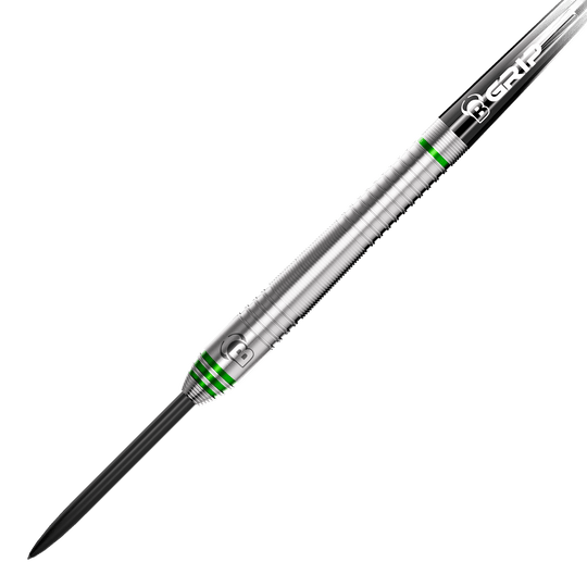 Dardos de acero de pepino Bulls Max Czerwinski - 23 g Bulls Max Czerwinski Gurke Steeldarts mit einem Gewicht von 23 Gramm. Das Bild zeigt die Darts aus einer bestimmten Perspektive.
