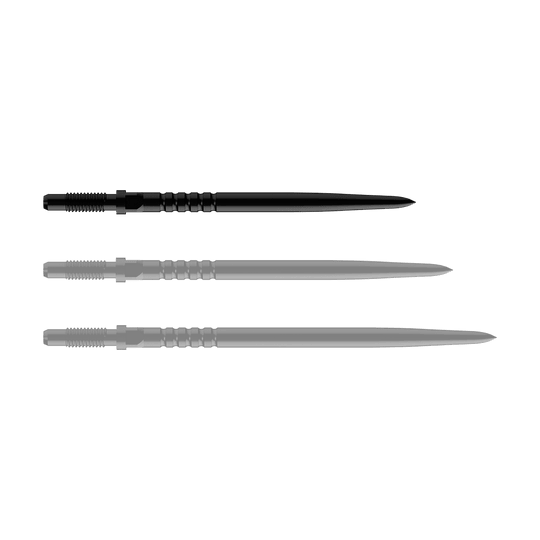 Abgebildet ist ein Dartspitzen-Set. Es handelt sich um BullsNL Convertible Points mit Ringed Grip in Schwarz, 32mm.