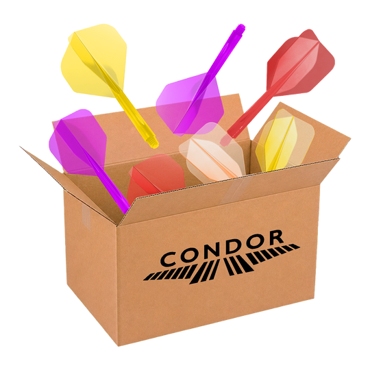 Caja Misteriosa de McDart - Cóndor Auf diesem Bild wird die McDart Mystery-Box - Condor präsentiert. Die Box ist für Dartspieler gedacht und enthält spezielle Artikel der Marke Condor.