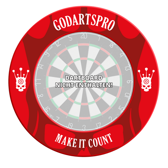 Das Bild heißt DBS-GDP3_GoDartsPro_Dartboard_Surround_Rot_1. Es scheint ein rotes Dartboard-Surround darzustellen.