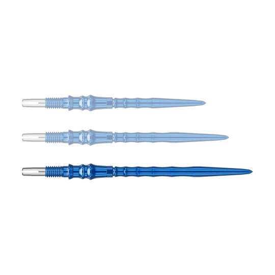 Puntas de dardo Target Japan Premium Swiss Point - Azul Das Bild zeigt eine blaue Dartspitze. Die Spitze ist 40 mm lang.
