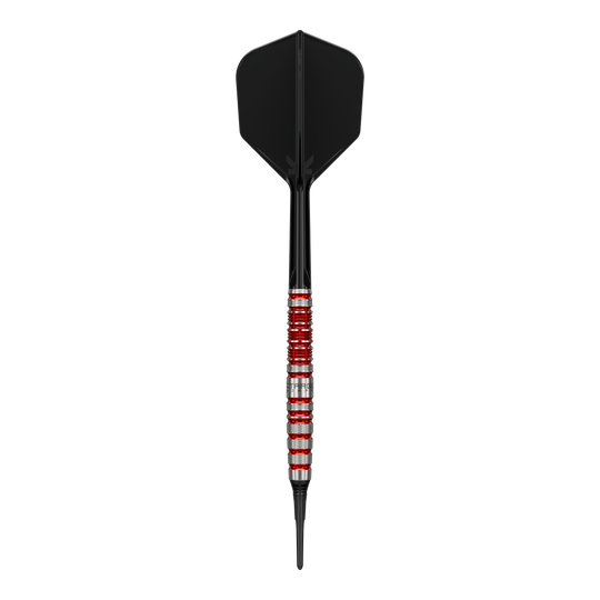 Dardos blandos Target Black Marque Spinel - 21,5 g Target Black Marque Spinel Softdarts - 21,5g ist ein professioneller Dartpfeil. Das Bild hebt die Form und das Aussehen des Softdarts hervor.