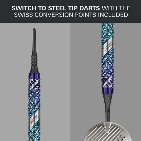 Dardos Target Luke Littler Edge Soft - 19 g Zu sehen sind die Target Luke Littler Edge Softdarts - 19g. Der Fokus liegt auf dem Design des Dartpfeils.