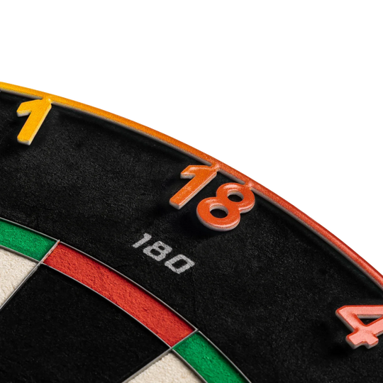 Diana de dardos de acero Endorphine 180 de precisión con aro numérico - Spectrum Das Precise 180 Endorphine Steeldartboard mit Nummernring - Spectrum ist ein hochwertiges Dartboard mit klar erkennbarem Zahlenring. Es eignet sich perfekt für präzises Dartspiel zu Hause oder im Verein.