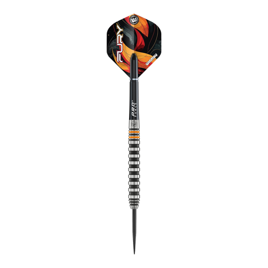 Dardos de acero Winmau Fury - 22 g Hier sieht man die Winmau Fury Steeldarts - 22g. Die Darts bieten ein ausgewogenes Wurfgefühl für Dartspieler.