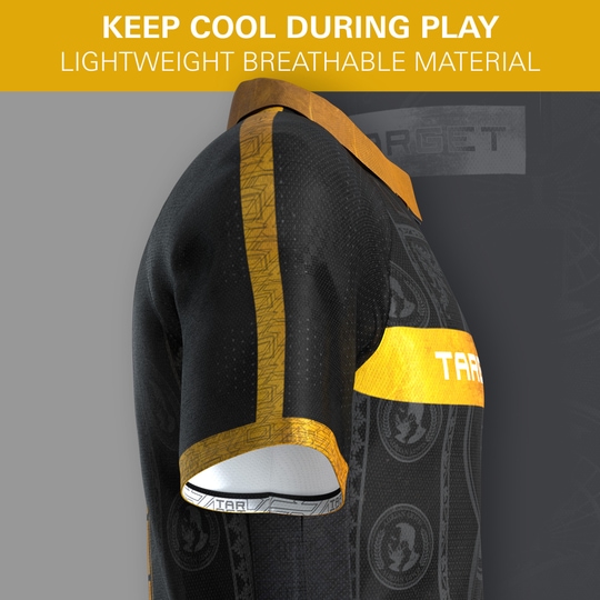 Camiseta de dardos de Adrian Lewis de Target 2026 Target Adrian Lewis Dartshirt 2026 ist auf diesem Bild zu sehen. Es handelt sich um ein Dartshirt für Fans von Adrian Lewis.