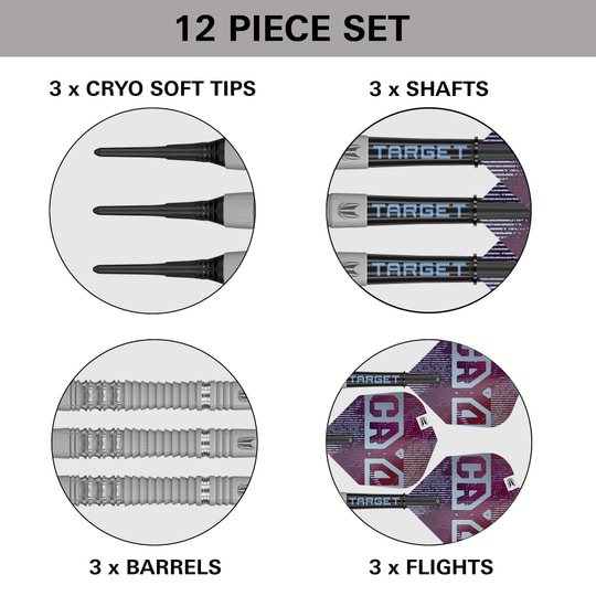 Dardos blandos Target Cryo 13 Hier sieht man die Target Cryo 13 Softdarts. Das Produkt ist detailliert fotografiert, damit die Qualität erkennbar ist.