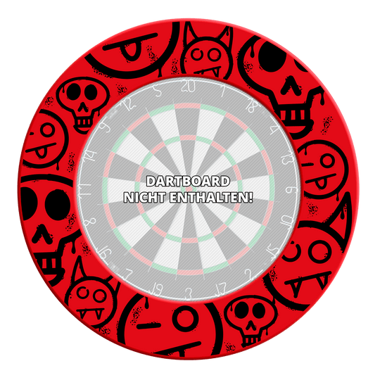 McDart Graffiti Emojis Diana envolvente Ein Bild mit dem Dateinamen MSF-A5_McDart_Graffiti_Smilies_Dartboard_Surround_Rot_3. Hier wird vermutlich ein weiteres rotes Dartboard-Surround mit Smilies gezeigt.