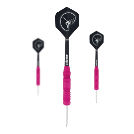 Dardos de acero rosa engomado Unicorn Core Plus