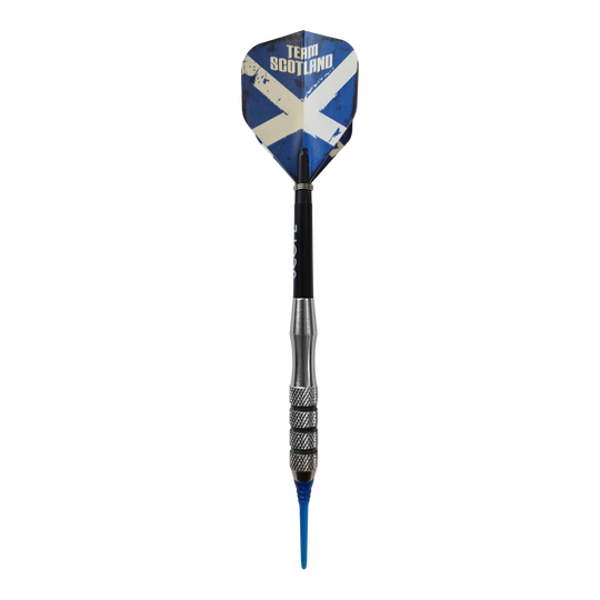 Dardos blandos de latón con la Cruz Escocesa de McDart - 18 g Abgebildet sind die McDart Scottish Cross Brass Softdarts mit 18g. Die Darts tragen ein schottisches Kreuz und sind für Softdarts ausgelegt.